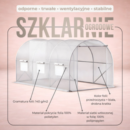 Szklarnia ogrodowa foliowa UV4 140g/m2 3x2x2 m tunel na warzywa owoce foliak
