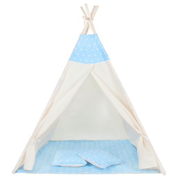 Namiot Tipi dla dzieci wigwam błękitny w gwiazdki XXL