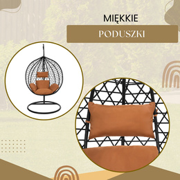 Kokon rattanowy do ogrodu, na taras, balkon, fotel wiszący z poduszkami