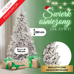 Choinka sztuczna premium 250 cm świerk ośnieżony drzewko bożonarodzeniowe PE