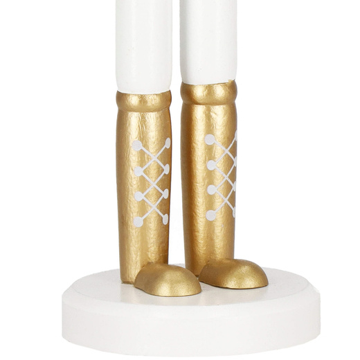 Dziadek do orzechów 30,5 cm z laską drewniany żołnierzyk złoty, figurka świąteczna