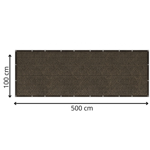 Osłona balkonowa, maskująca 100x500 cm mata na balkon zacieniająca 95% brązowa