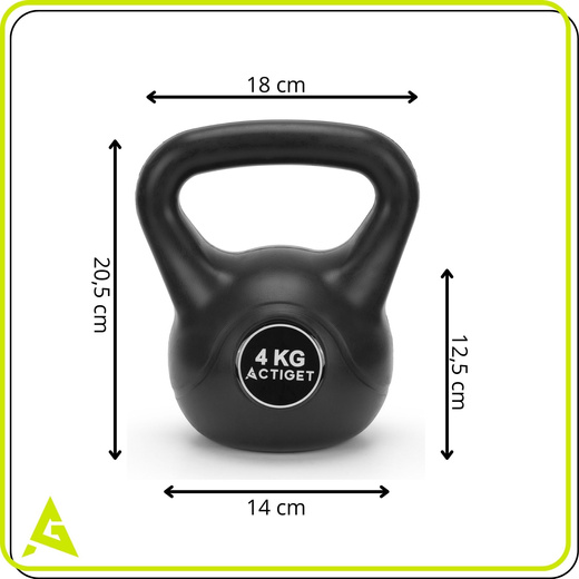 Kettlebelle 4 kg odważnik kulowy ABS hantla do ćwiczeń kula do treningu siłowego czarna