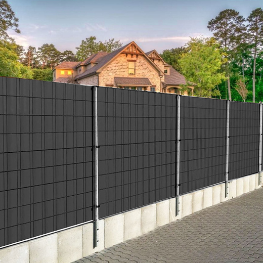 Taśma ogrodzeniowa i klipsy mocujące 20 szt. PVC 35 m x 19 cm 450 g/m2 antracyt