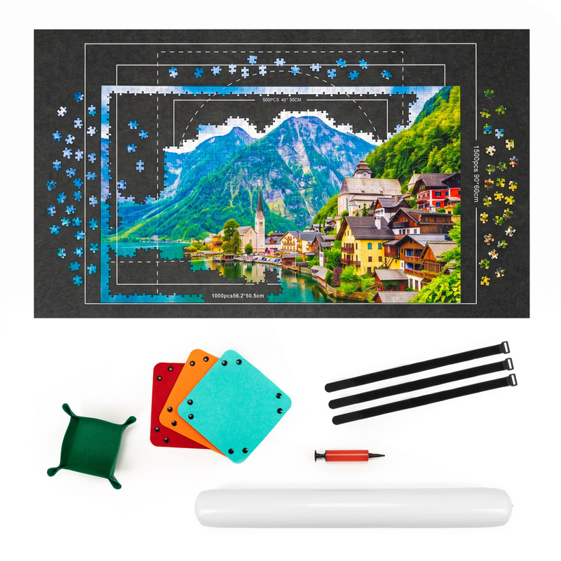 Mata do układania puzzli, zwijana 114x67 cm plansza, podkładka na 1500 puzzli