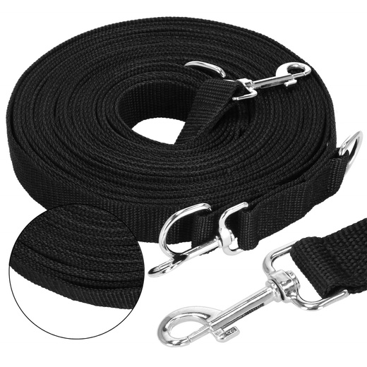 Smycz treningowa, taśmowa dla psa, linka 10 m do 15 kg czarna