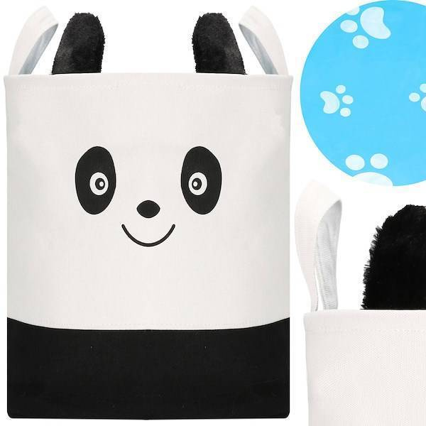 Kosz do przechowywania zabawek i ubrań pojemnik z uszami beżowo-czarny