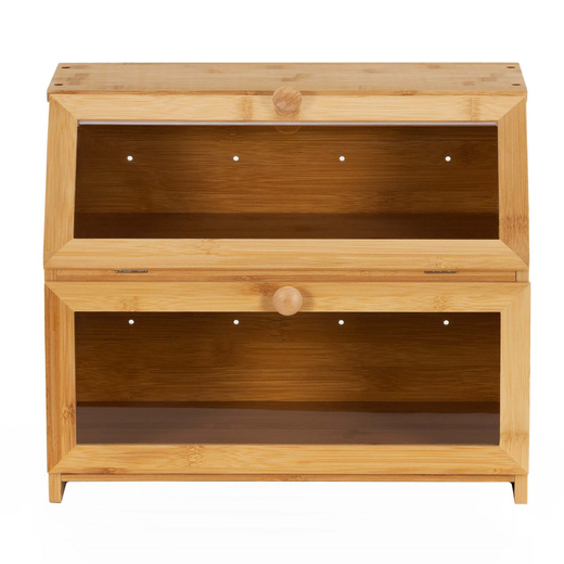 Chlebak zamykany, dwupoziomowy, szafka na pieczywo, bambusowy