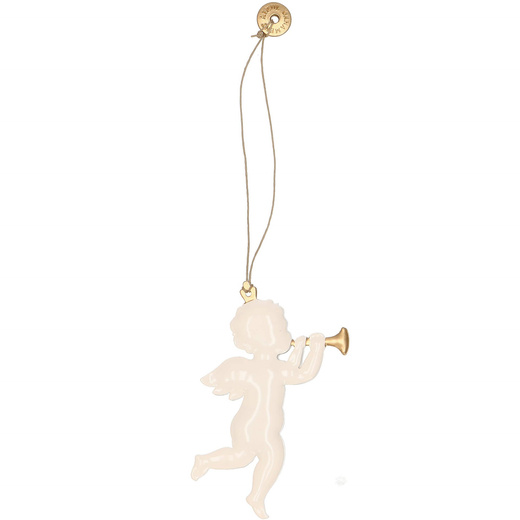 Świąteczne zawieszki 7cm metalowe aniołki zestaw 3 szt. kremowy