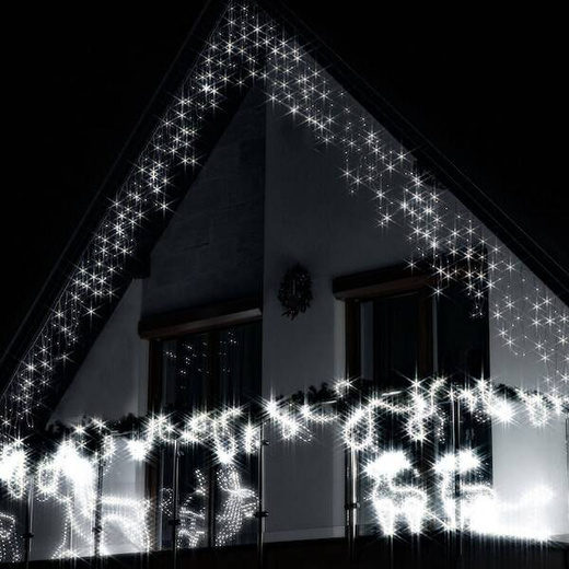 Kurtyna świetlna z pilotem 1000 led girlanda, lampki wewnętrzno-zewnętrzne sople zimny biały