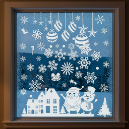 Naklejki świąteczne na okno 62 szt. ozdoby samoprzylepne, białe