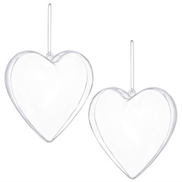 Bombki akrylowe 6cm serce plastikowe decoupage zestaw 2 szt.