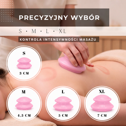 Bańki chiński, gumowe do masażu zestaw 4 szt. antycellulitowy, różowe