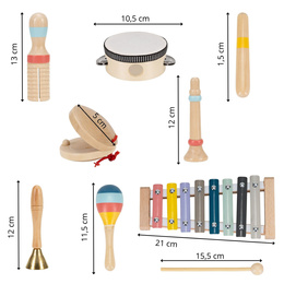 Instrumenty muzyczne dla dzieci zestaw 8 szt. drewniane zabawki do grania