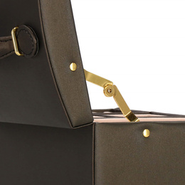 Szkatułka na biżuterię ekoskóra 17,5x14x12,5 cm brązowy organizer z przegródkami