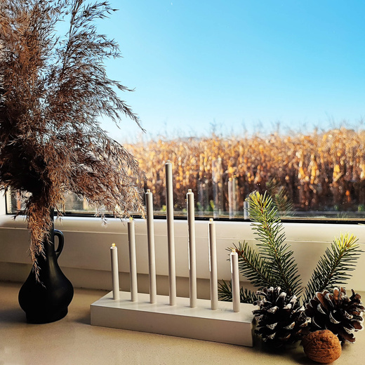 Świecznik adwentowy Led 7 świec biały