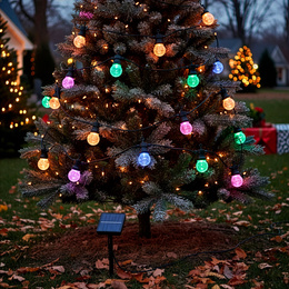 Lampki choinkowe żarówki 15 Led oświetlenie zewnętrzne solarne 10,5 m multikolor
