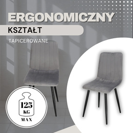 Krzesła welurowe Tedi 4 szt. do kuchni salonu jadalni loft szare