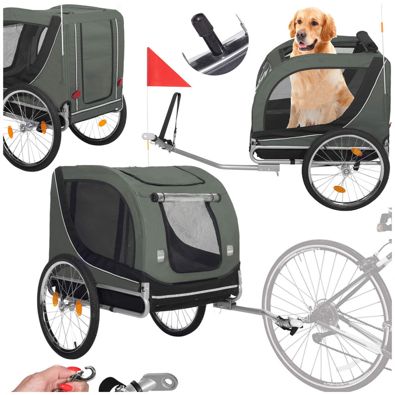 Przyczepka rowerowa dla psa, 40 kg wózek rowerowy do przewozu zwierząt, transporter 