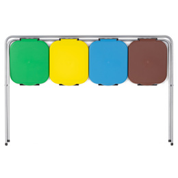 Stojak na worki na śmieci 4 komory kosz do segregacji odpadów, stelaż z pokrywami