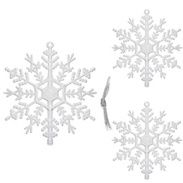 Zawieszka na choinkę śnieżynki 3 szt. ozdoba świąteczna 12 cm biały brokat