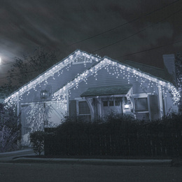 Kurtyna świetlna 300 led girlanda, lampki wewnętrzno-zewnętrzne sople zimny biały