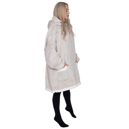 Kocobluza damska męska oversize koc bluza 2w1 z kapturem XXL ciepła jasnoszara
