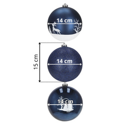 Bombki choinkowe 3 szt. duże ozdoby świąteczne 15 cm nietłukące niebieskie