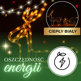 Renifer Led 122 cm świąteczny z saniami świetlna dekoracja do ogrodu biały ciepły