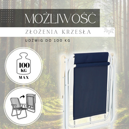 Krzesło turystyczne, składane na plażę i do ogrodu granatowy
