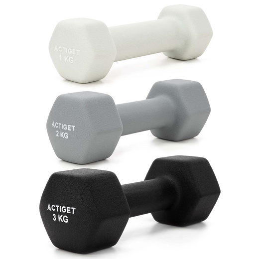 Hantle na stojaku zestaw 6 szt. obciążenia 1 kg, 2 kg, 3 kg do fitnessu, treningu domowego