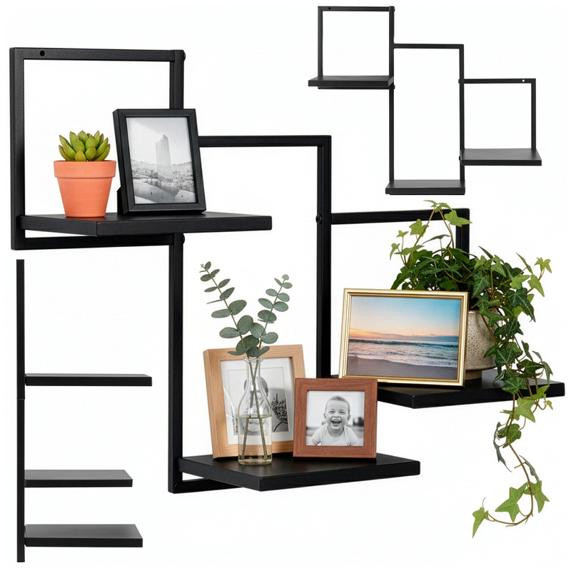 Półka ścienna, potrójna uniwersalna 57,5x21x50 cm wisząca, czarna