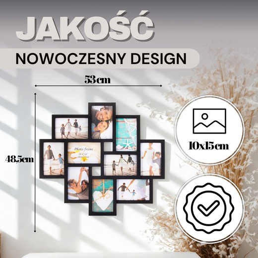 Ramka na zdjęcia 10 zdjęć multiramka 10x15 czarna