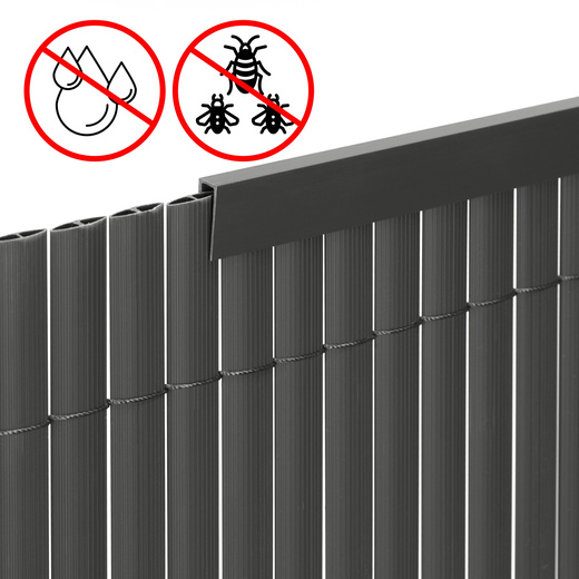 Osłona na balkon 400x100 cm PVC maskująca tarasowa, z mocowaniem i profilami ciemnoszara