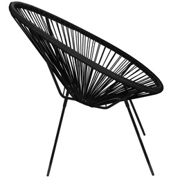 Owalne krzesło ogrodowe, wys. 86 cm rattanowy fotel ażurowy czarne