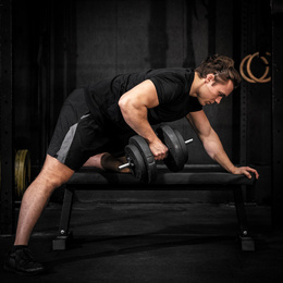 Gryf krótki 45 cm do hantli z zaciskami zestaw 2 szt. gwintowane 25 mm stal chromowana