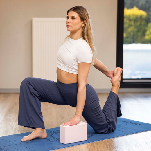 Kostka do jogi piankowa EVA 23x15x7,5 cm klocek blok do ćwiczeń pilates stretching różowa