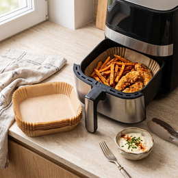 Wkłady papierowe do Airfryer 100 szt. tacki do frytkownicy beztłuszczowej 20 x 20 cm