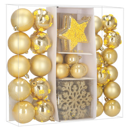 Bombki choinkowe 40 szt. zestaw dekoracji świątecznych, nietłukące, złote