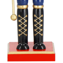 Dziadek do orzechów 38 cm z berłem, drewniany żołnierzyk niebiesko-zielony, figurka świąteczna