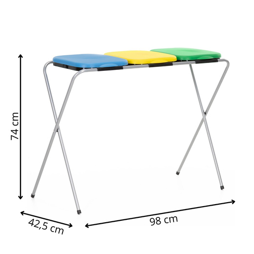 Stelaż na trzy worki do segregacji odpadów, stojak z pokrywami na śmieci