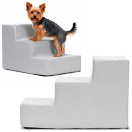 Schodki dla psa do łóżka 30 cm podest, rampa 3-stopniowa, miękkie schody szare