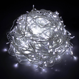 Kurtyna świetlna 300 led girlanda, lampki wewnętrzno-zewnętrzne 15,5 m sople biały zimny + flash