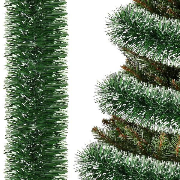 Łańcuch na choinkę 3m zielono-biały, girlanda choinkowa, średnica 10cm