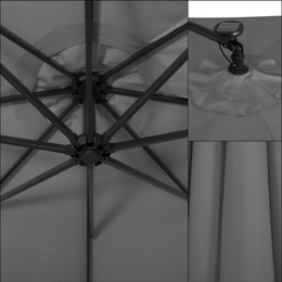 Parasol ogrodowy z oświetleniem led na wysięgniku 300 cm składany na balkon, taras grafitowy