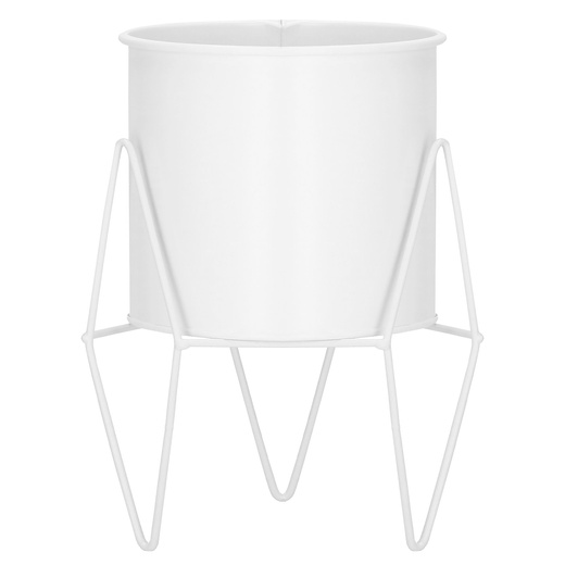 Stojący kwietnik 22 cm stojak z doniczką na kwiaty nowoczesny loft biały mat