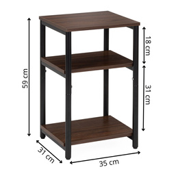 Szafka nocna, stolik z półkami do sypialni 35x31x59 cm nakastnik, ciemnobrązowy