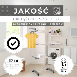Suszarka na pranie pionowa na kółkach 170x75,5x57 cm składana na ubrania, bieliznę