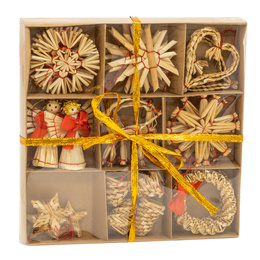 Ozdoby choinkowe, bombki słomiane 27 szt. naturalne dekoracje świąteczne, brązowe