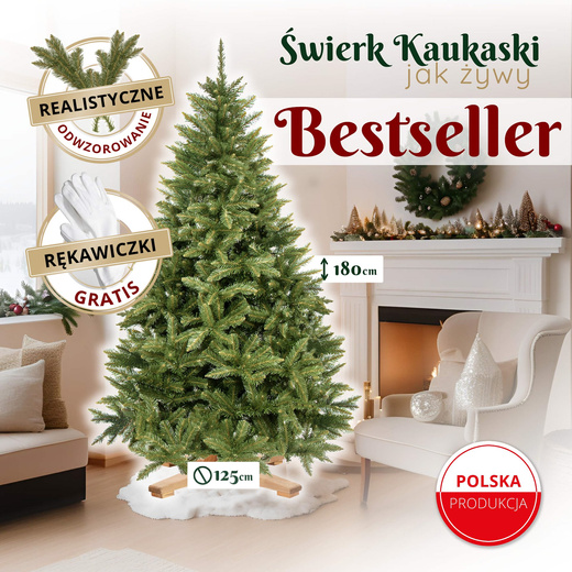Choinka sztuczna 180 cm Premium Royal Trees świerk kaukaski z drewnianym stojakiem